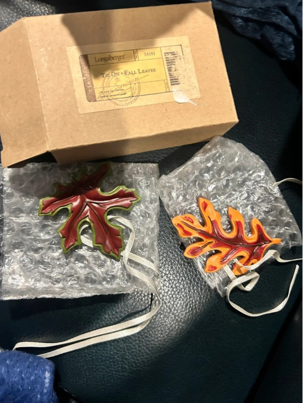 2 Longaberger Leaves tie ons New in box